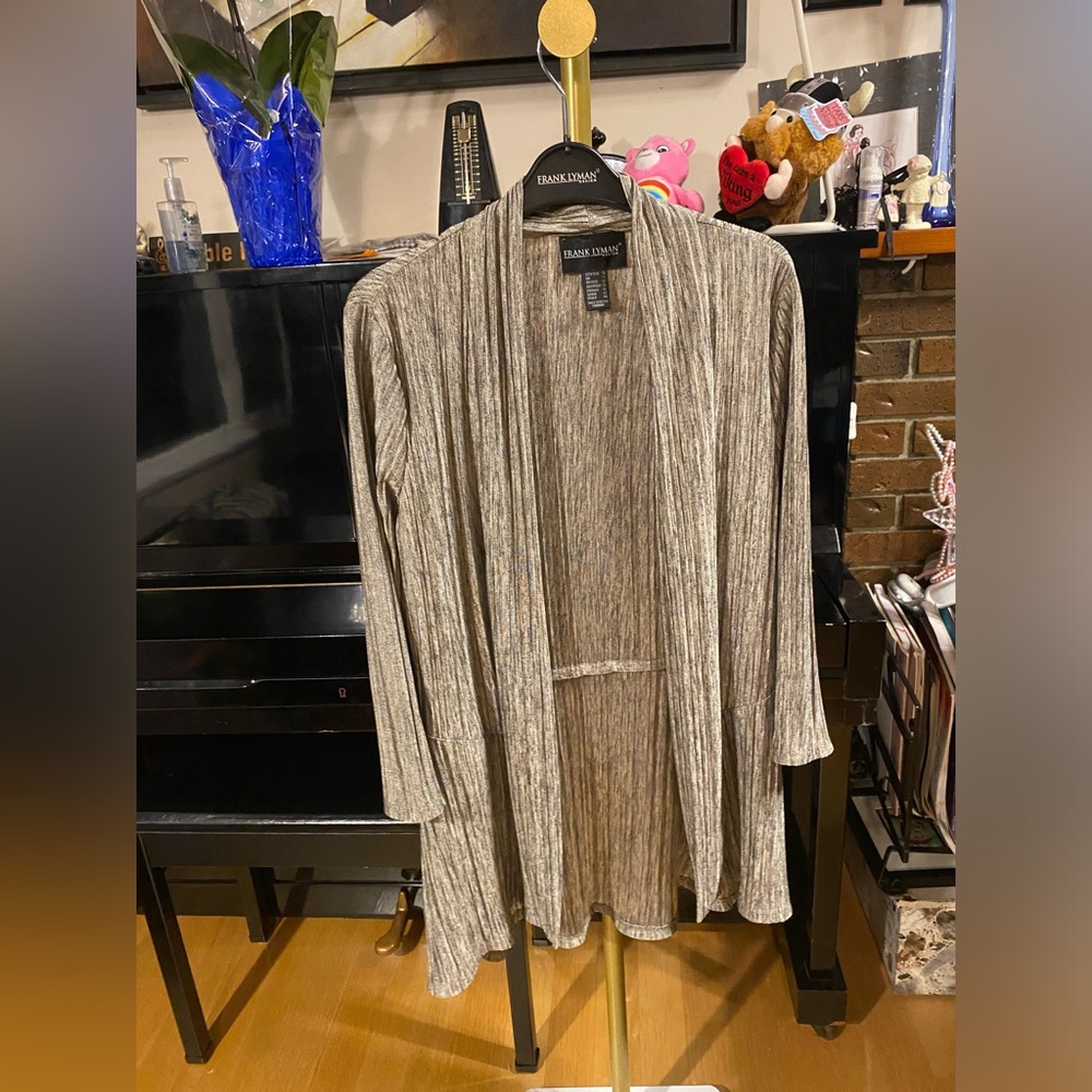 Frank Lyman Metallic Gold Open Cardigan